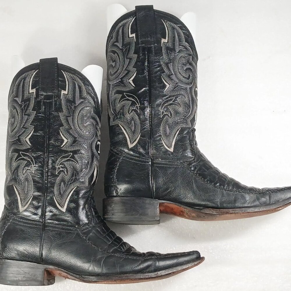 El Temascal Men’s Black Leather Western Boots Size 10 Mexico